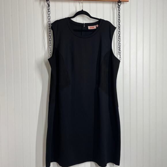 Evri Black With Faux Suede Panel Sleeveless Shift Midi Dress Plus Size 3X - Picture 1 of 8
